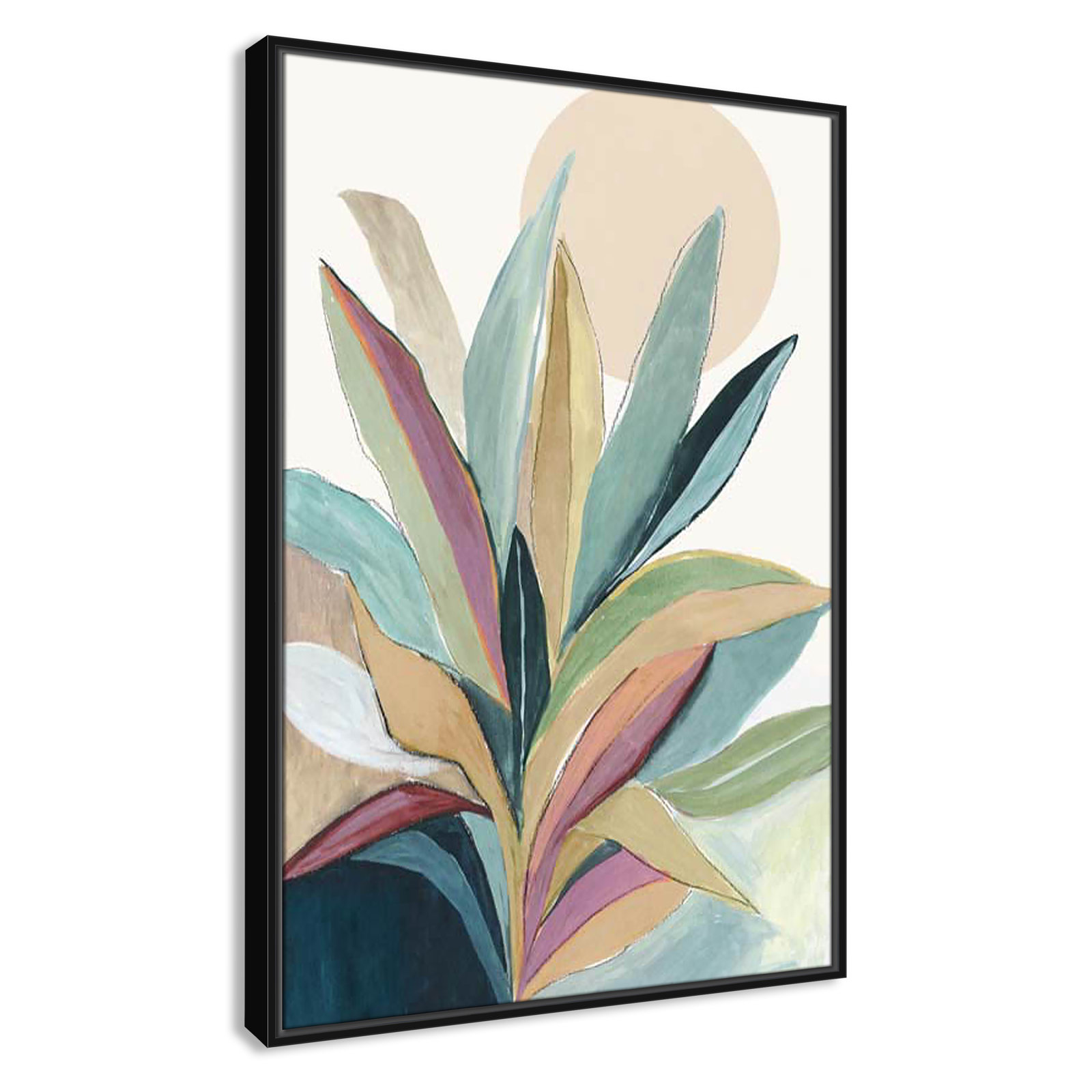 Byer "Sunny Bright Leaves I" Print by Asia Jensen, 37.5" H x 25.5" W x 2" D, Black Floater Framed, No Mat