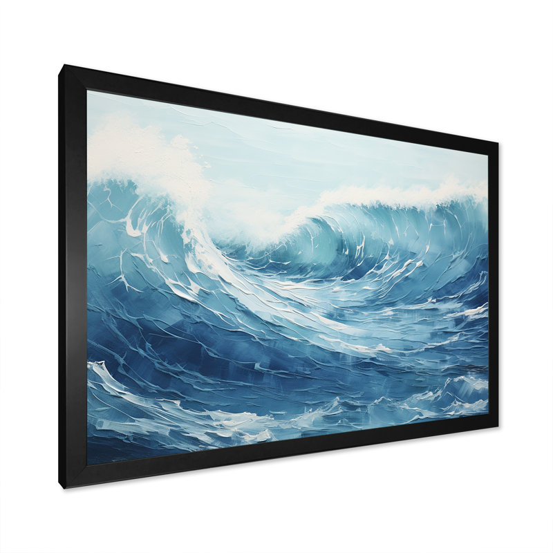 Minimalisme océan tempête II sur toile, Cadre simple noir, H 30 po x l 40 po x P 1,5 po