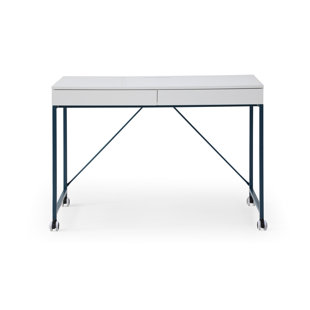 Bureau avec rangement supérieur et roulettes