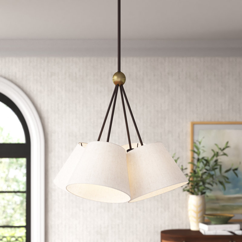 Grove 3 - Light Dimmable Cone Chandelier, Oatmeal, Bronze