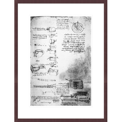 Facsimile of a page from the Codex Arundel 1490s-1518 (pen & ink on paper) by Leonardo da Vinci -Framed Giclee Print