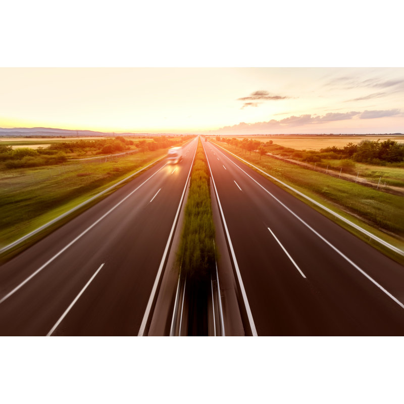«Highway Sunset Landscape» par Zozzzzo - Photographie sur toile tendue, H 8 po x l 12 po