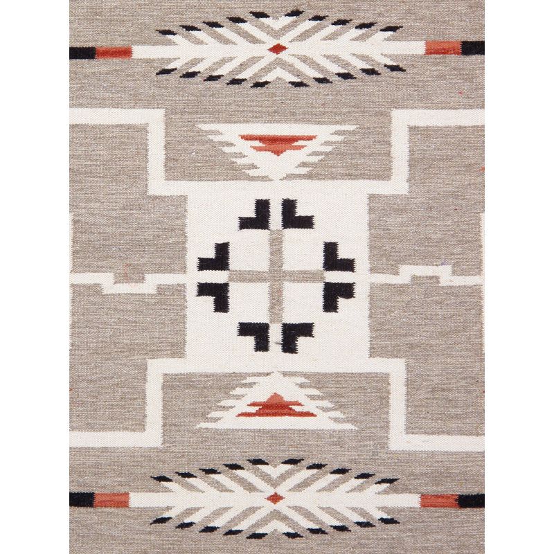 Rectangle Tuscany Southwestern Handmade Flatweave Wool Area Rug in Red/White/Brown, Rectangle 8'10" x 12'3"