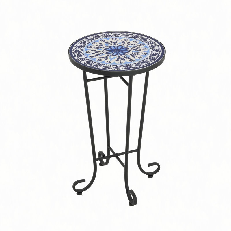 Patio Side Table, Black;Blue / Black