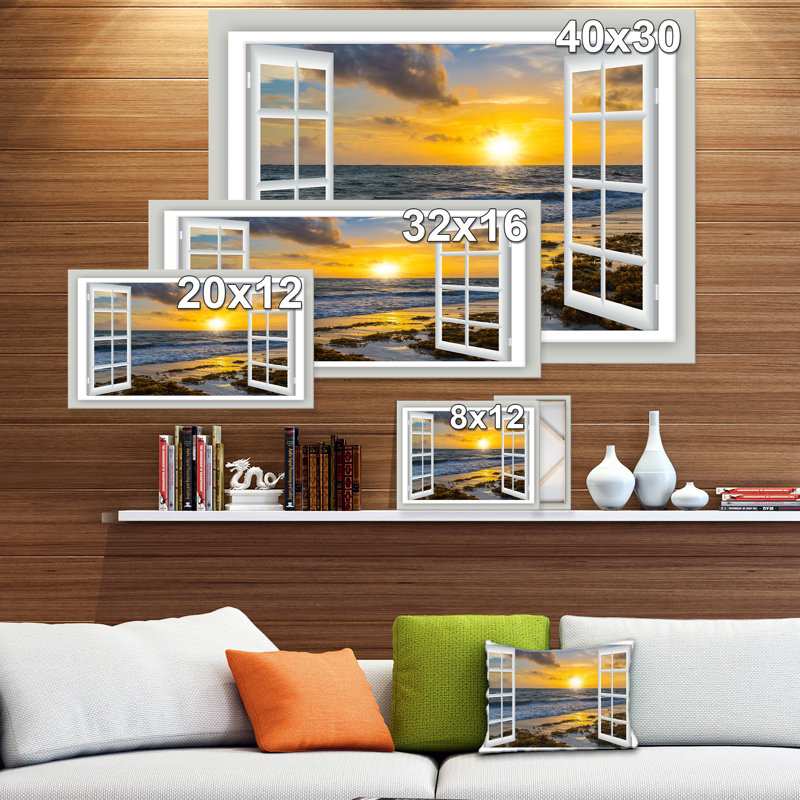 Bright Yellow Sunset Landscape Canvas Print with Wood Frame