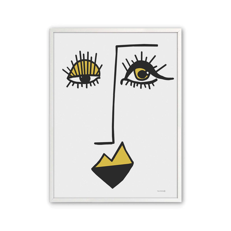 «Courageous Ponder» par Yass Naffas Designs, reproduction d'art, L 36 x H 48, Blanc, Impression encadrée