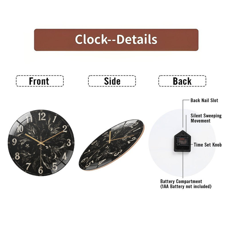 Horloge murale en cristal 12 po