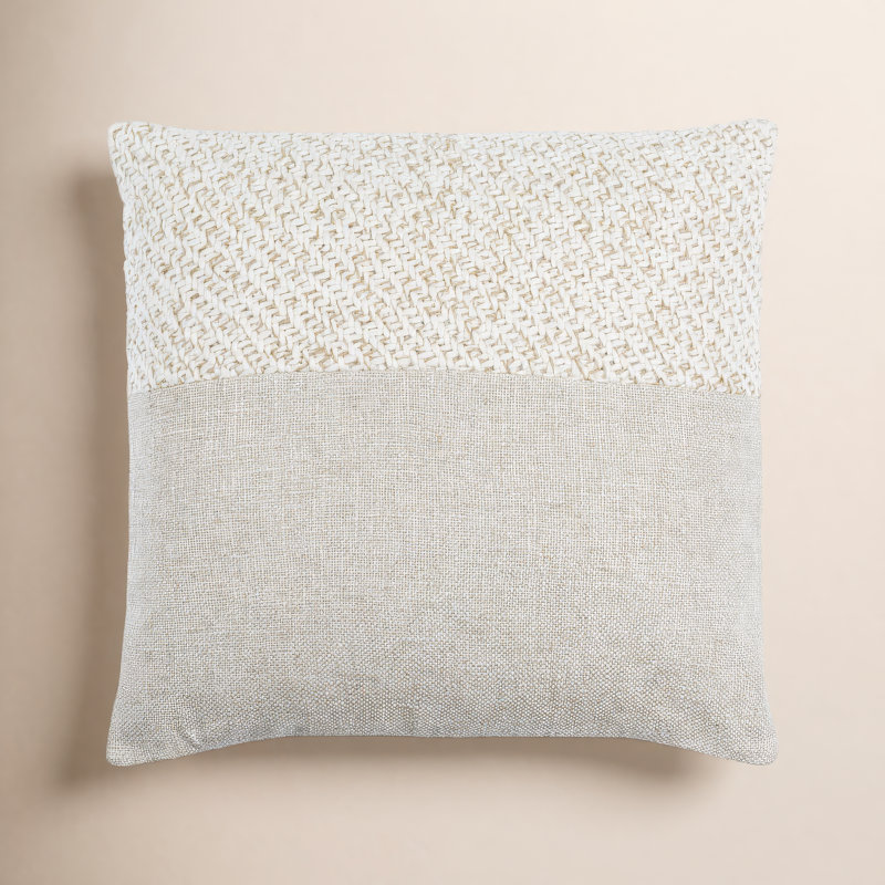 Arlington Square Pillow Cover, 20" x 20", Cream/Beige, Pillow Cover Only - No Insert