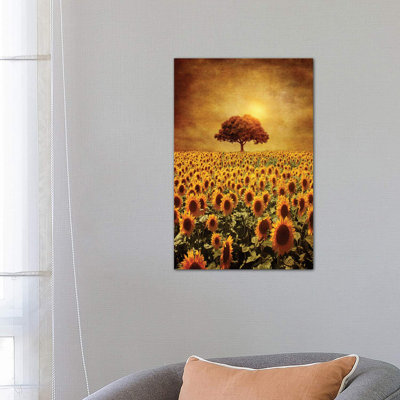 «Lone Tree and Sunflowers Field» par Viviana Gonzalez - impression d'art graphique