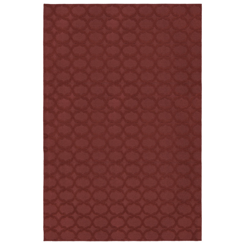 Tapis touffeté à motif géométrique rouge chili, Rectangle 12 pi x 15 pi