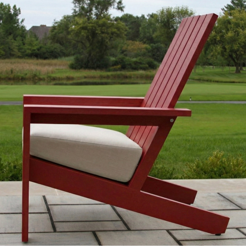 Rhys Red Aluminum Adirondack With Sunbrella Cushion, Red