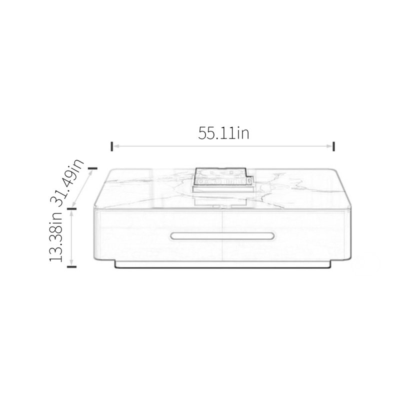 Table basse en granit clair, 13.38" H x 55.11" L x 31.49" W