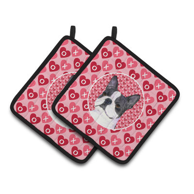 Boston Terrier Hearts Love Potholder
