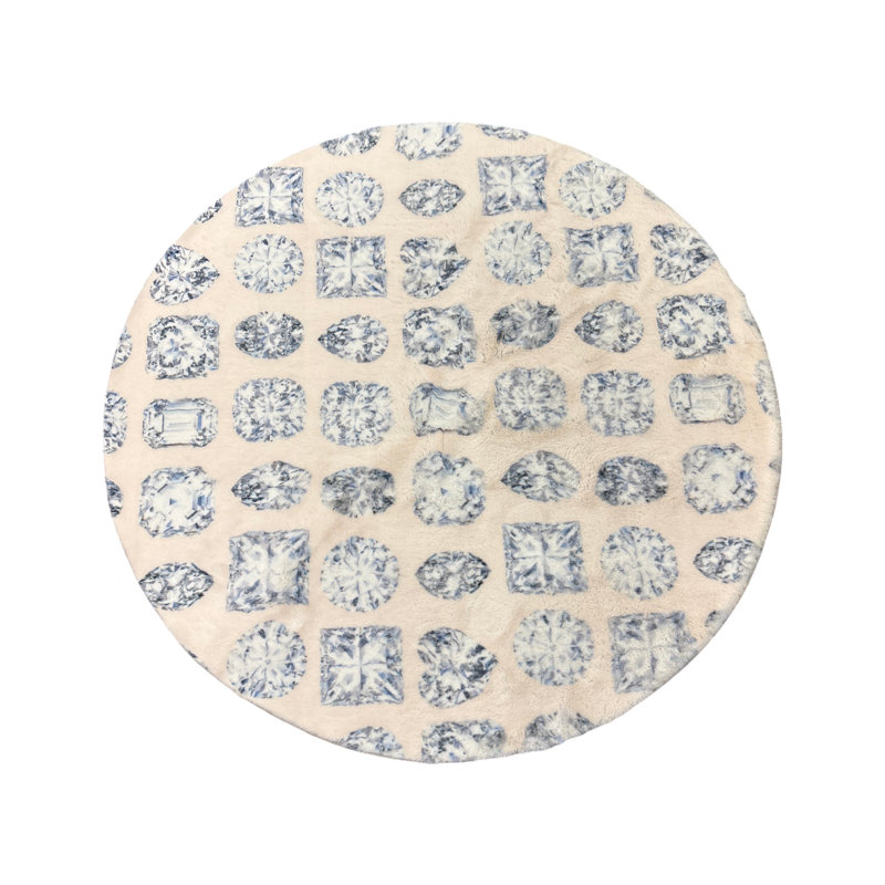 Tapis rond en fausse fourrure Bougie, Rosé de luxe, Rond 8 pi