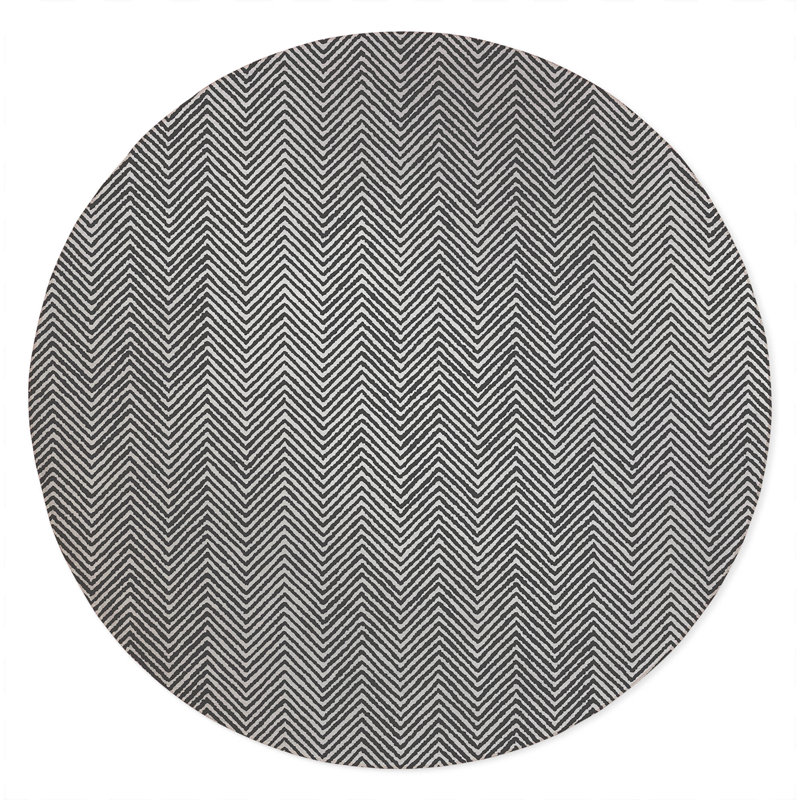 Chevron Groove Non-Slip Outdoor Rug, Round 5'