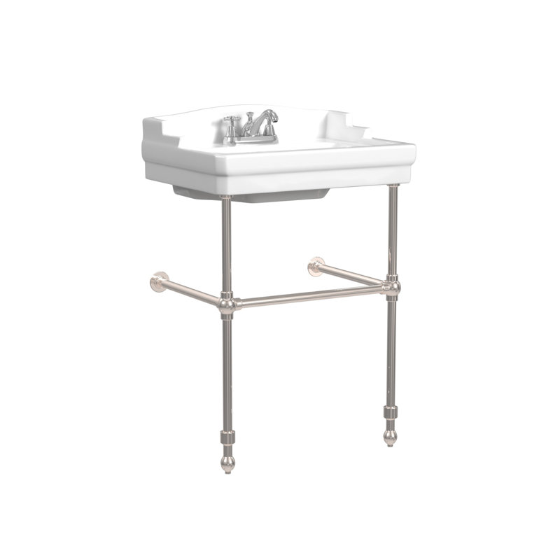 Cheviot Products Essex 24" Console Bathroom Sink with Overflow & Metal Base, 4" Centerset, Polished Nickel