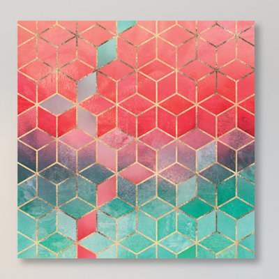 «Rose and Turquoise Cubes», impression sur toile