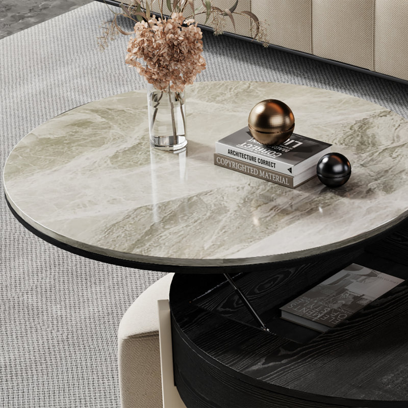 Yvelle Stone Countertop Coffee Table with 4 Hidden Seats