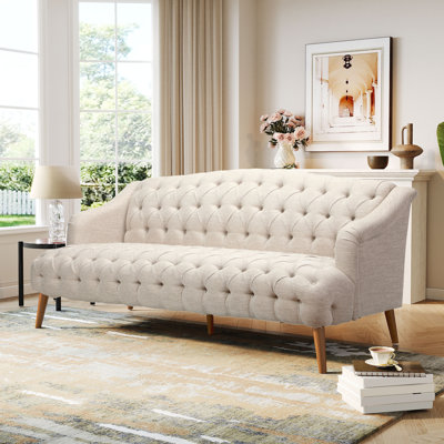 Flared Arm Sofa,Comfy 3-seat Sofa with Wooden Legs, for Living Room and Study