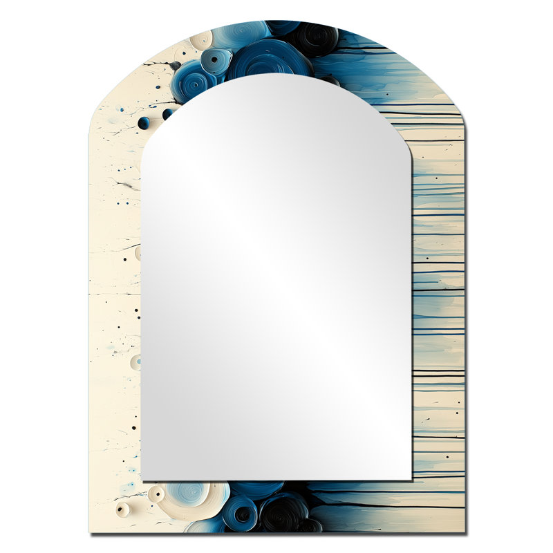 Goutte à goutte aquatique rythmique éclaboussures de sérénité I - miroir décoratif asymétrique mural, 34 po x 25 po