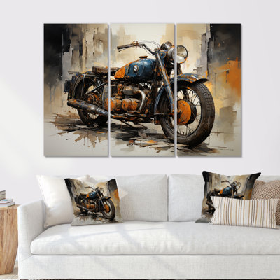 Vintage Motrocycle Memory I - Motorcycle Wall Art Living Room Set