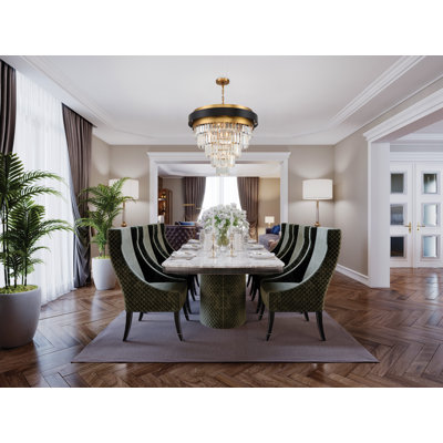 Marquise 9-Light Chandelier in Matte Black with Warm Brass Accents