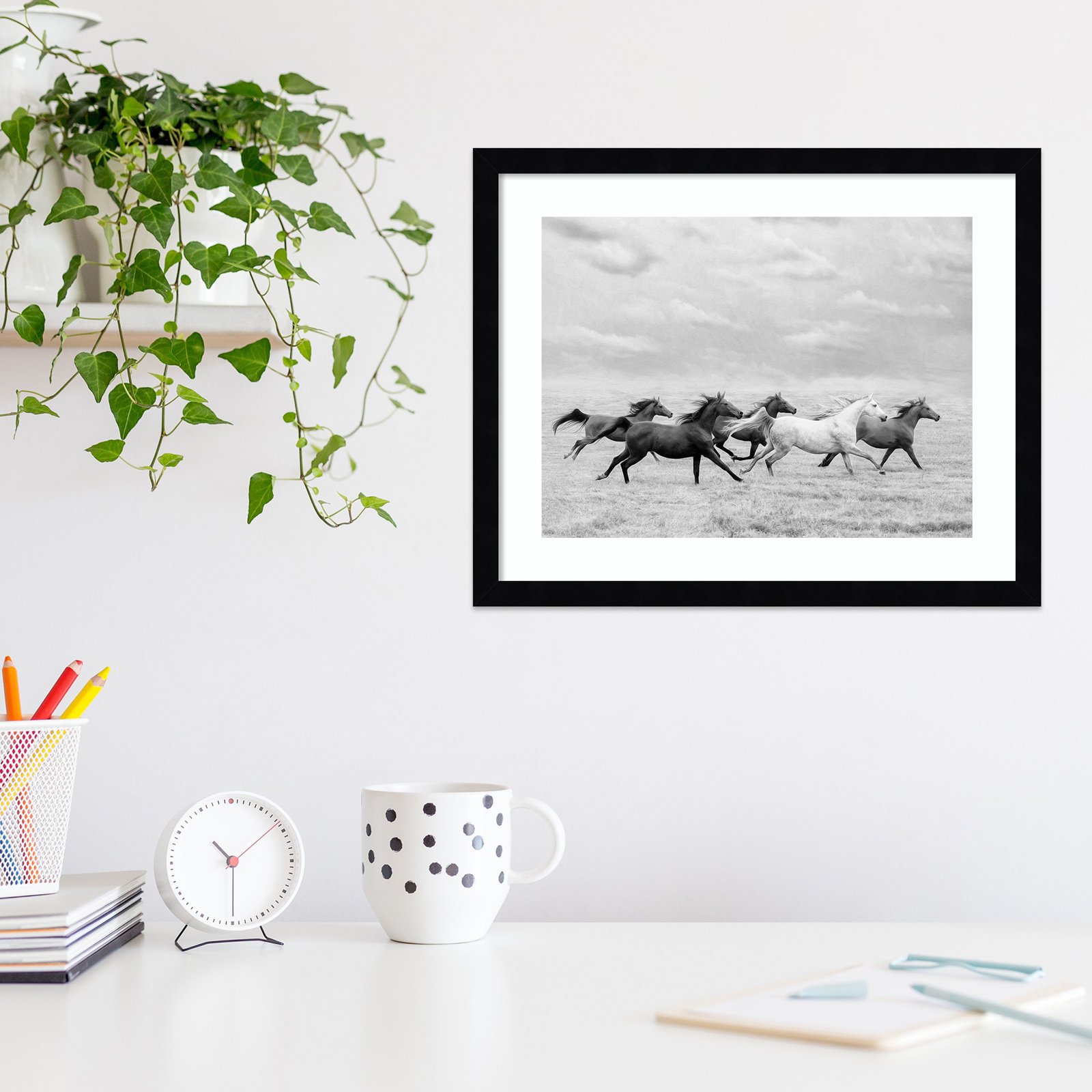 Horse Run I by PHBurchett, Black, 15" H x 18" W