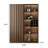 62.99" Vintage-Style Minimalist Walnut Glass Display Cabinet, Double Cabinet Combination Set, With LED Lighting
