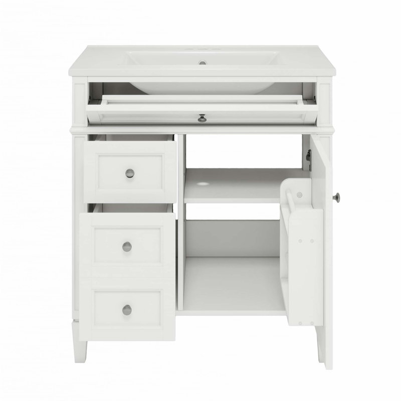 Meuble-lavabo de 30 po avec lavabo supérieur, Blanc