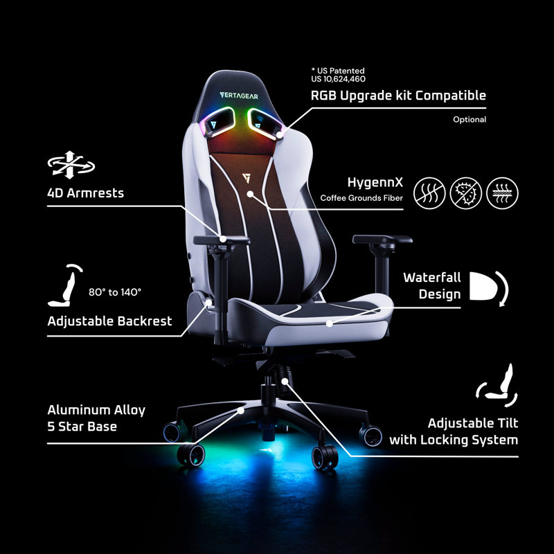 Grand fauteuil de jeu ergonomique Vertagear SL5800 avec systèmes de siège lombaire et vertaair Contourmax - Ensembles de lumières à DEL RVB - Rouge bourgogne