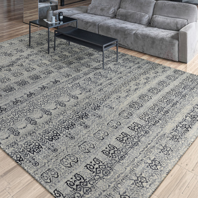 Wool Moroccan Area Rug in Gray, Rectangle 8' x 10'