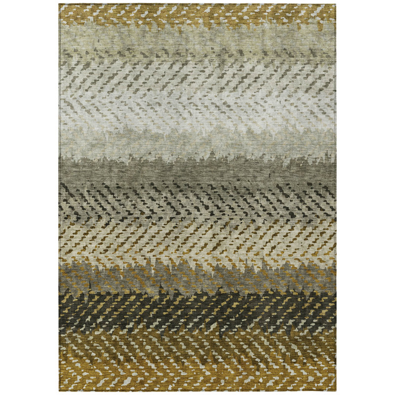 Machine Washable Indoor/Outdoor Chantille ACN2740 Striped Rug, Mocha, 8' x 10'