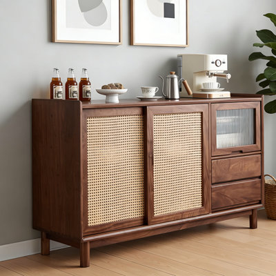 Simple black walnut solid wood sideboard