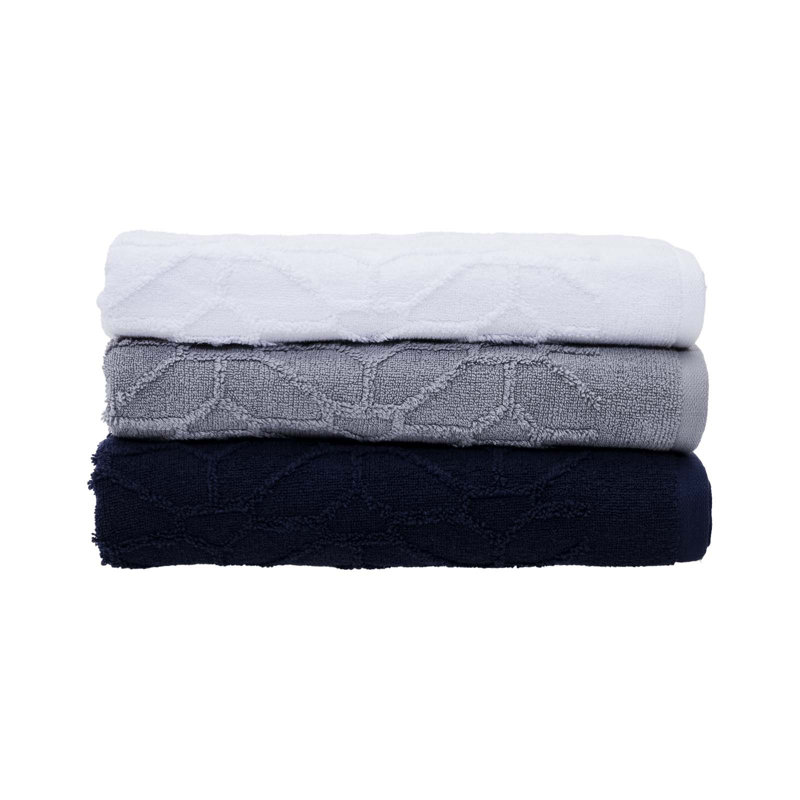 Watton Plush Jacquard Bath Towel, Grey