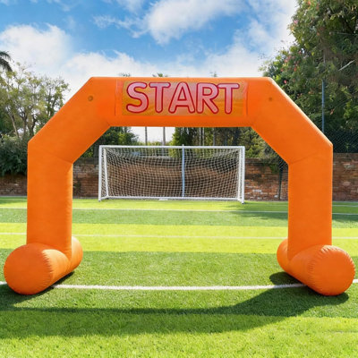 20Ft Orange Start Finish Line Inflatable Arch with Built-in Blower, Hexagon Inflatable Archway for 5K Races, Charity Runs, School Sports & Promotional Events
