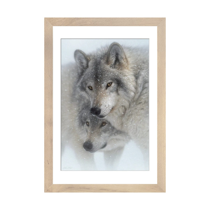 Wild Devotion - Gray Wolves, Natural Wood Open Corner Frame Paper, 24" H x 16" W x 1" D
