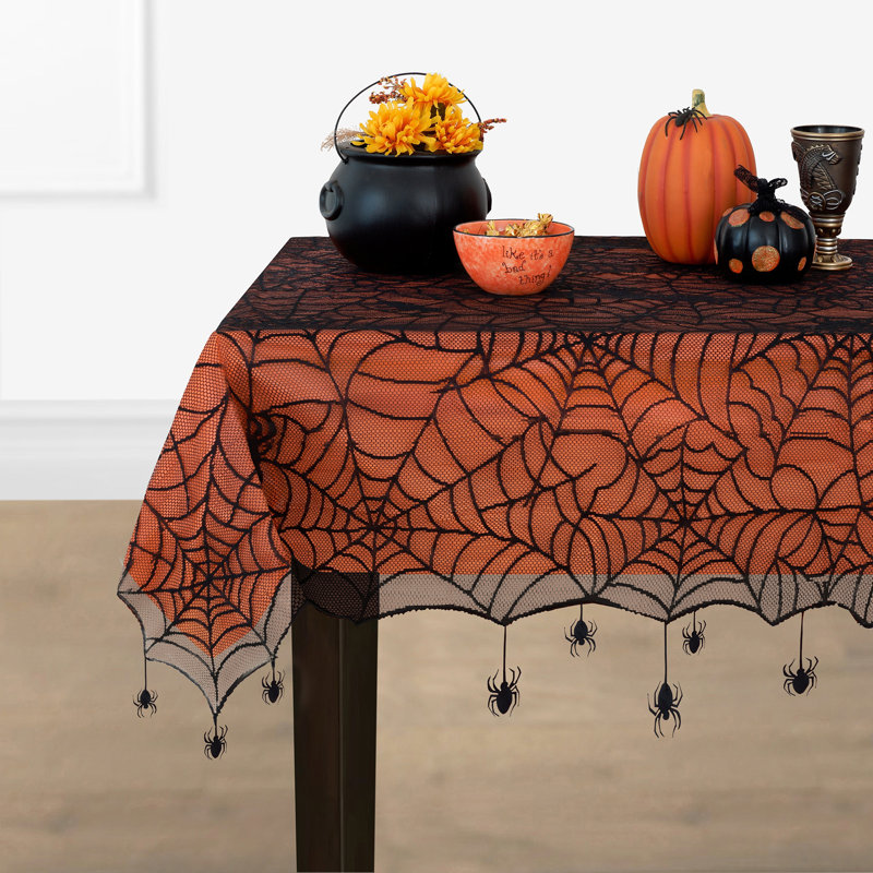 Dareau Spider Lace Halloween Tablecloth, 52" Square
