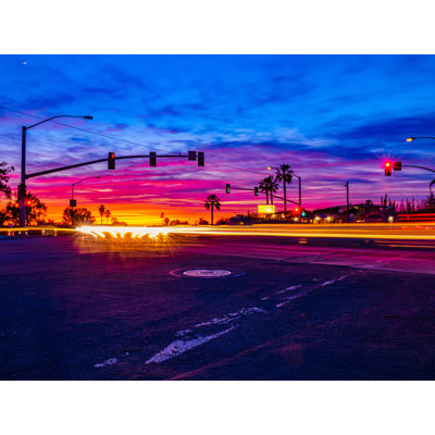 Colorful and Vibrant Sunset on Street | San Diego, California Framed Photographic Print
