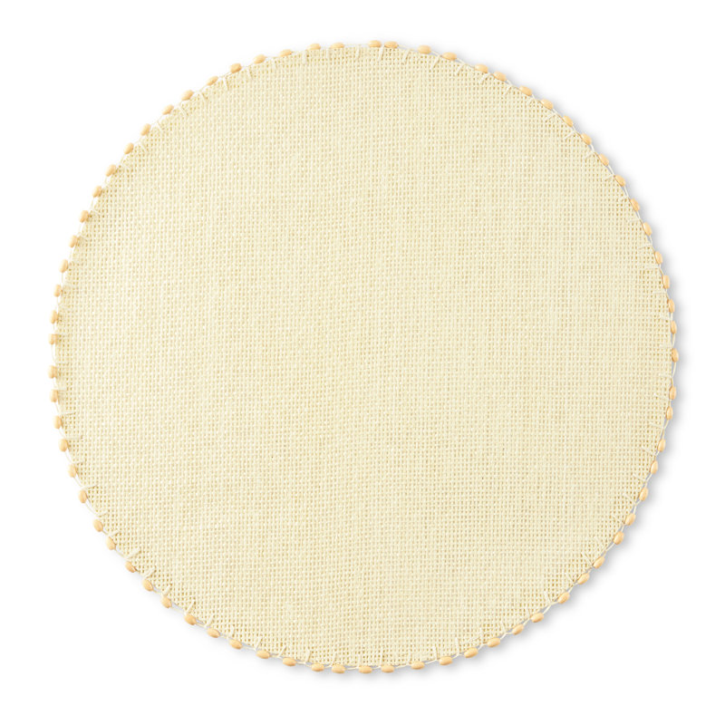 Beige Water Resistant Woven Paper Circular Placemats Set of 6