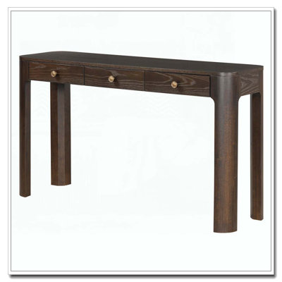 Console rustique avec coins arrondis pour la sécurité, table d'entrée avec 3 tiroirs dissimulés