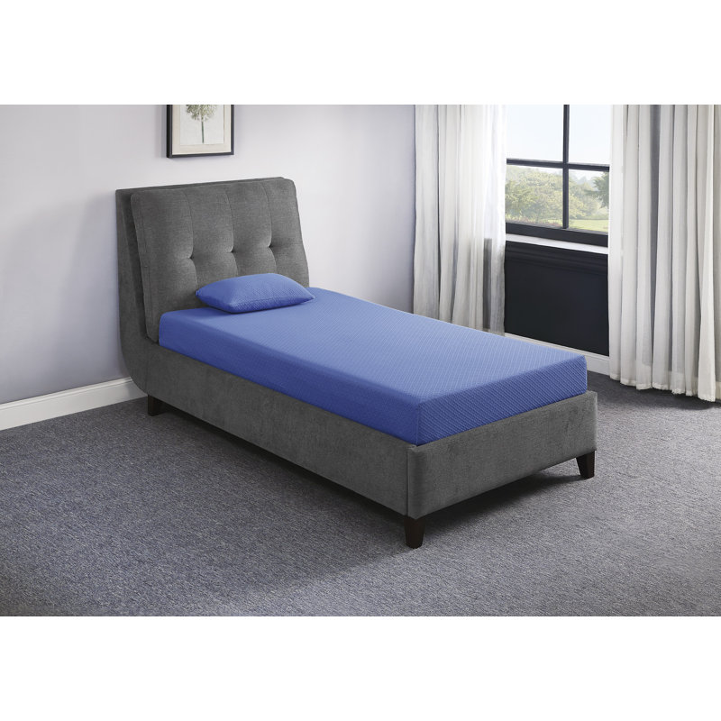 Ensemble de matelas simple 7inch et de coussins en mousse viscoélastique infusée de gel respirant, bleu, matelas dans une boîte