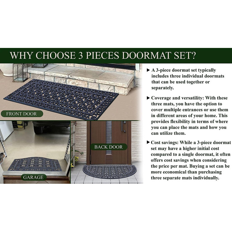 A1 Home Collections LLC A1HC 3-Piece(Complete Home Set 30x60,24x39,24x36) Rubber Grill Doormat Bundle