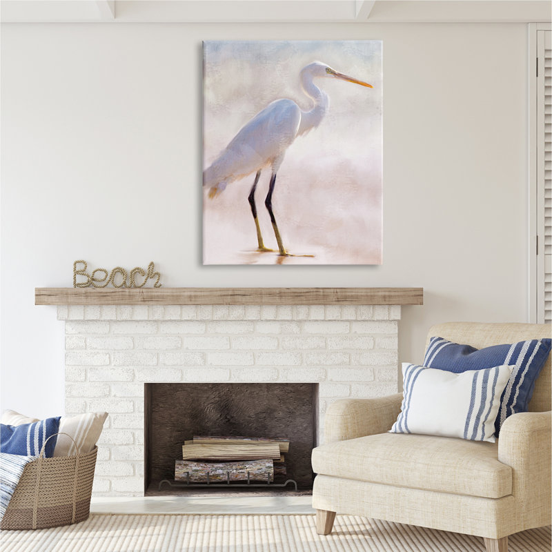 «Stupell Industries Egret Wildlife Portrait», art mural sur toile par Kim Allen, H 48 po x l 36 po x P 1,5 po