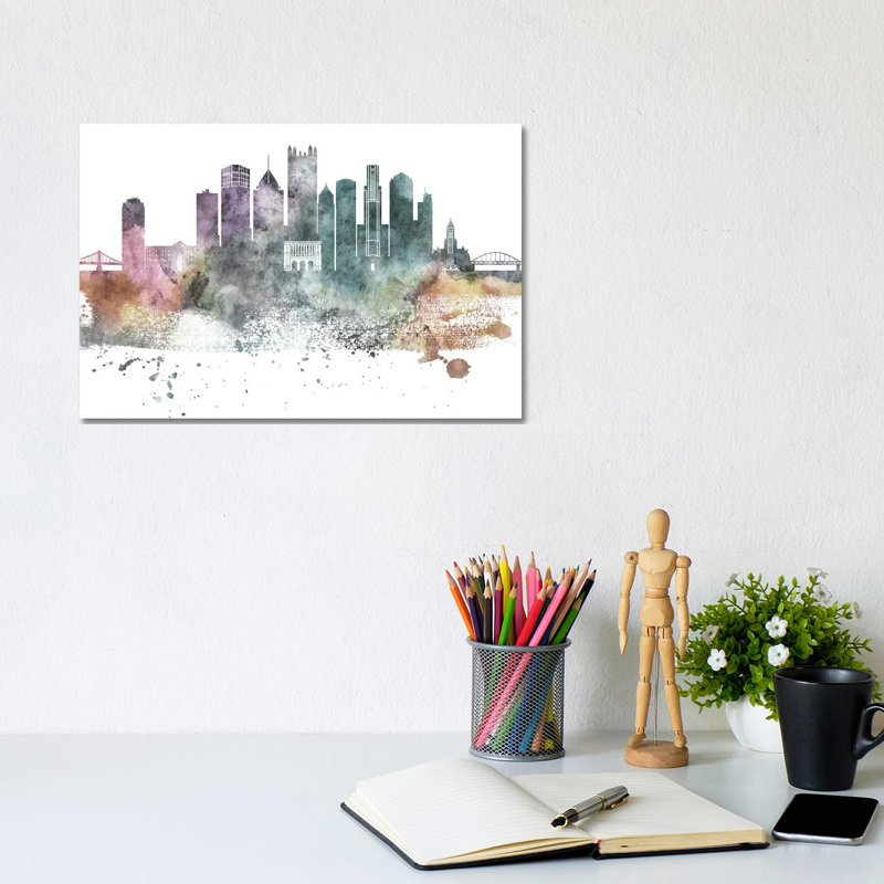 Pittsburgh Pastel Skylines - Wrapped Canvas Painting, 20.32cm H x 30.48cm W x 1.91cm D