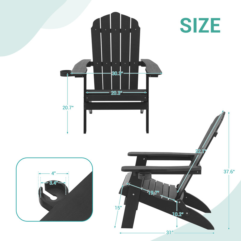 Weather-Resistant HIPS Folding Adirondack, Black