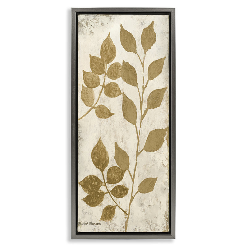  «Natural Leaves Overlap» par Michael Marcon, H 31 po x l 15 po, Cadre flottant gris lustré