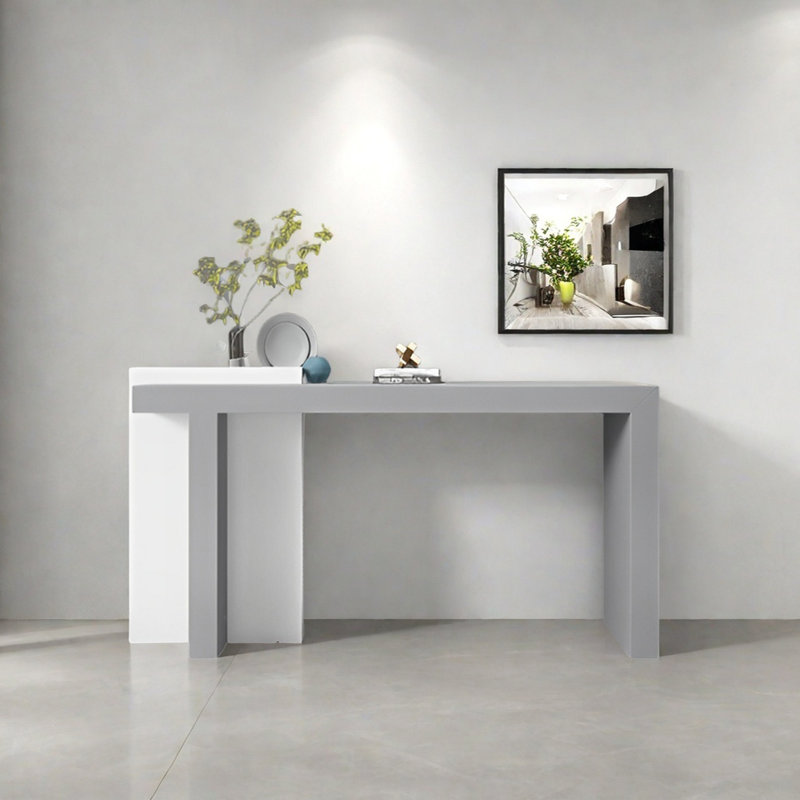 Console Modern Minimalist Art Design, H 37,4 po x l 55,12 po x P 15,75 po, Blanc / bleu grisâtre
