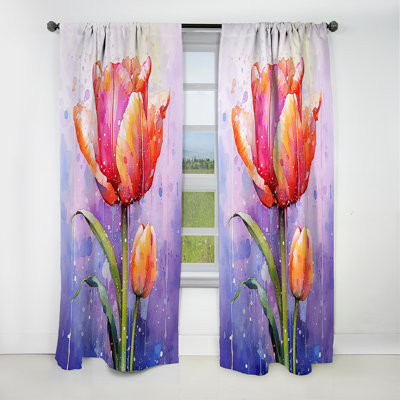 Belrue - Rideau tulipe - Rideau occultant à motif floral - 1 panneau