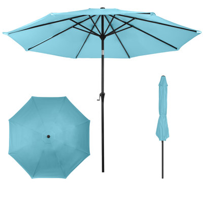Kelton 10' W Crank Lift Auto-Tilt Patio Umbrella
