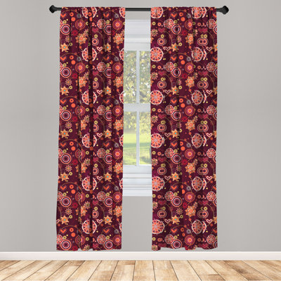 Ambesonne Floral 2 Panel Curtain Set, Vintage Rich Foliage Pattern Ornamental Spring Flowers And Circles, Lightweight Window Treatment Living Room Bed -  East Urban Home, E49807A3FF924456B4D39E66FD901A32